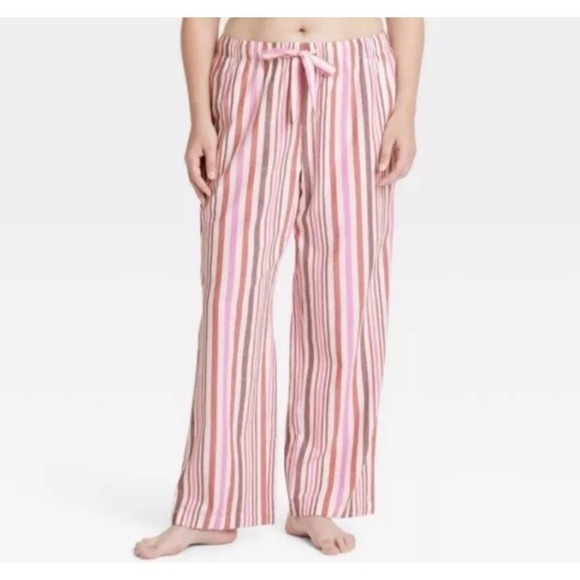 Women's Size XS‎ Auden Pink Striped Flannel Pajama Pants - Picture 1 of 4